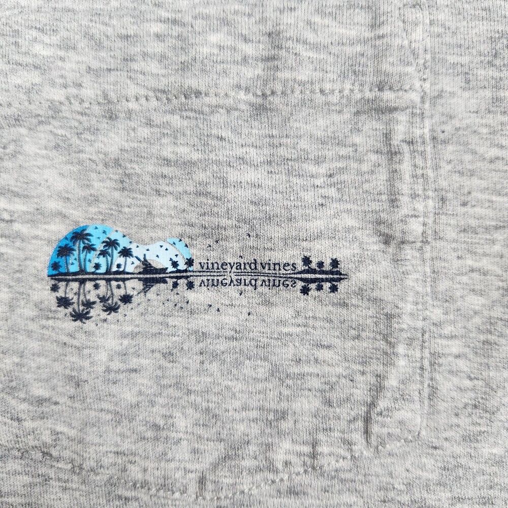 Vineyard Vines Long Sleeve Pocket T-Shirt Gray Men S Tropical Design Text Sleeve - Picture 3 of 9